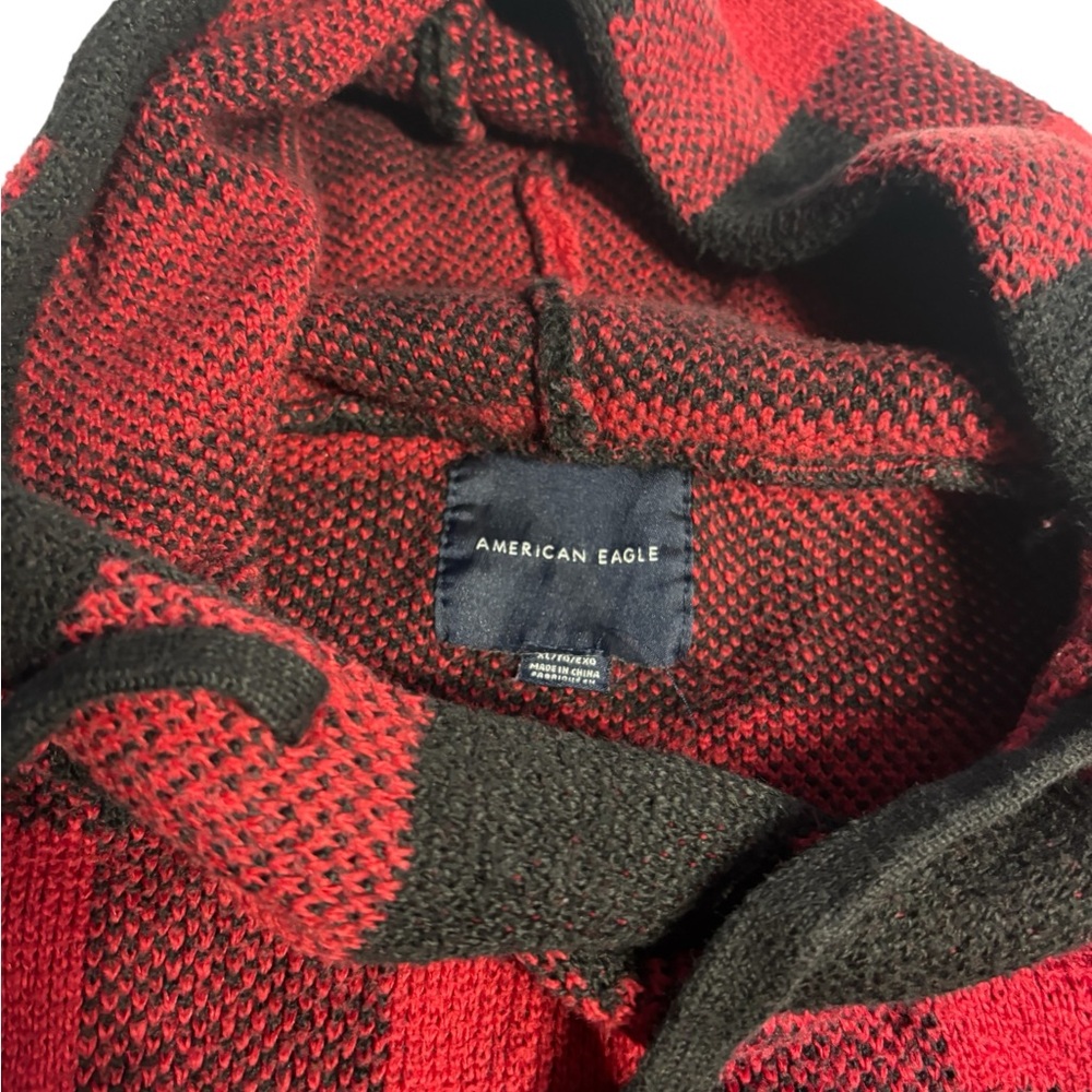 American Eagle Red & Black Buffalo Plaid Pullover Hoodie – Size XL - Picture 4 of 7